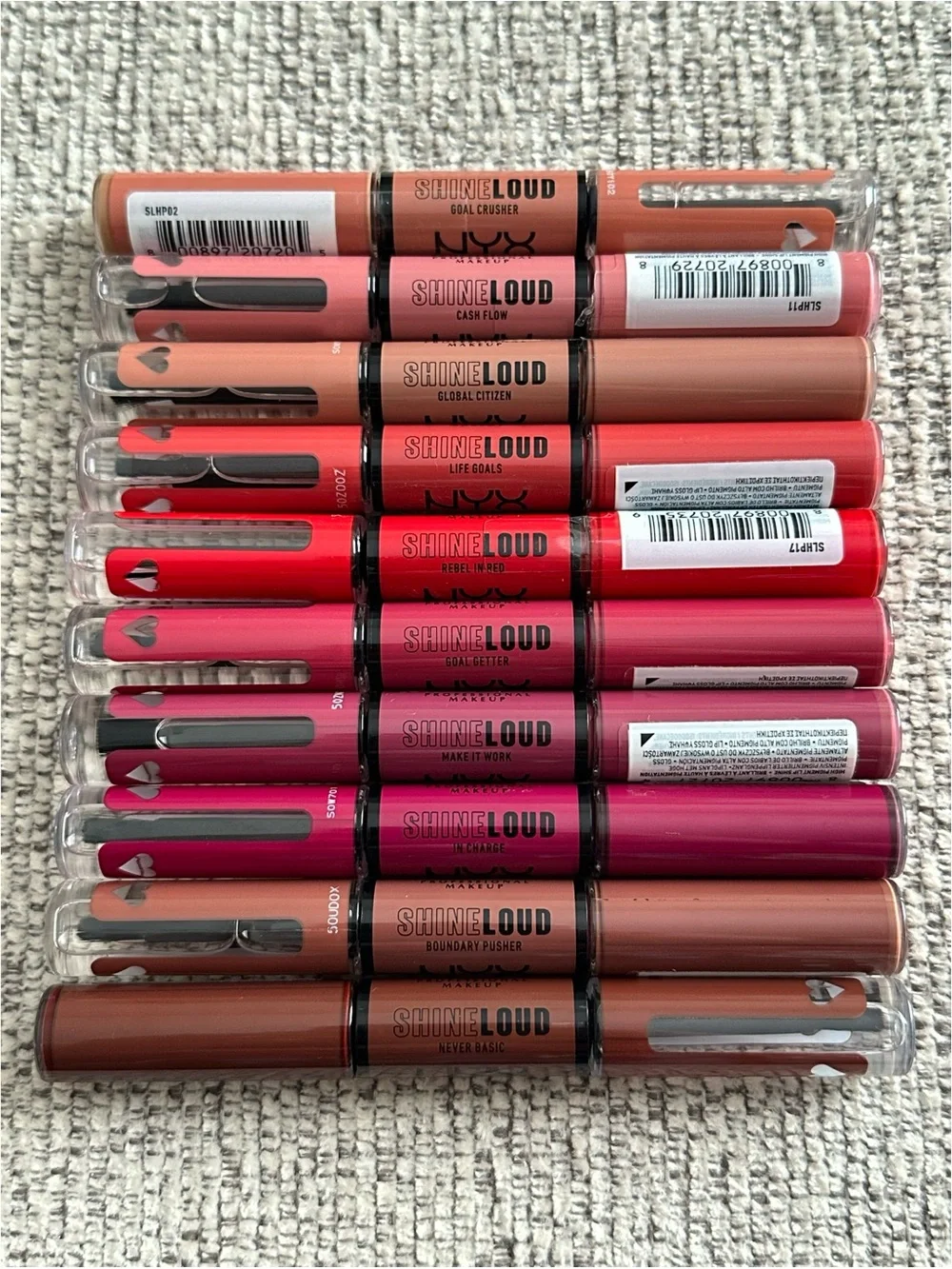 BRAND NEW NYX Shine Loud High Shine Lip Color 10 Piece Assorted Shade Lot